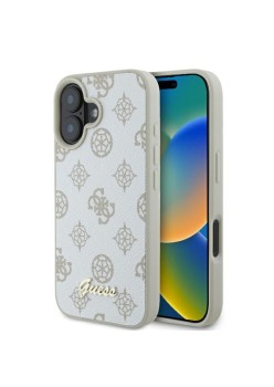 Husa pentru iPhone 16 - Guess Peony Script MagSafe (GUHMP16SPGPYSH) - White