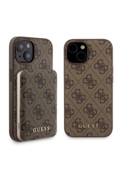 Husa pentru iPhone 15 - Guess Hardcase Powerbank MagSafe (GUBPM5P15S4GEMGW) - Brown