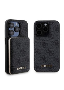 Husa pentru iPhone 15 Pro - Guess Hardcase Powerbank MagSafe (GUBPM5P15L4GEMGK) - Black