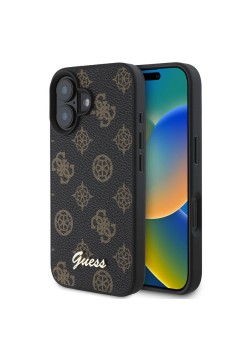 Husa pentru iPhone 16 - Guess Peony Script MagSafe (GUHMP16SPGPYSK) - Black
