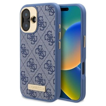 Husa pentru iPhone 16 - Guess Hardcase 4G Logo Plate MagSafe (GUHMP16SU4GPRB) - Blue