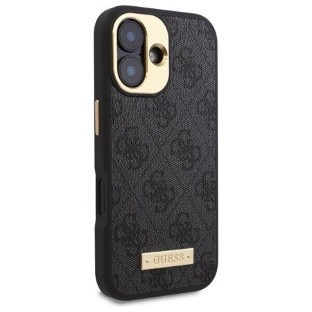 Husa pentru iPhone 16 - Guess Hardcase 4G Logo Plate MagSafe (GUHMP16SU4GPRK) - Black