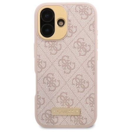 Husa pentru iPhone 16 Plus - Guess Hardcase 4G Logo Plate MagSafe (GUHMP16MU4GPRP) - Pink