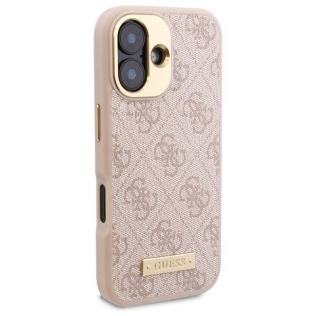 Husa pentru iPhone 16 Plus - Guess Hardcase 4G Logo Plate MagSafe (GUHMP16MU4GPRP) - Pink