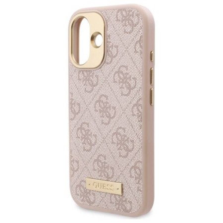 Husa pentru iPhone 16 Plus - Guess Hardcase 4G Logo Plate MagSafe (GUHMP16MU4GPRP) - Pink