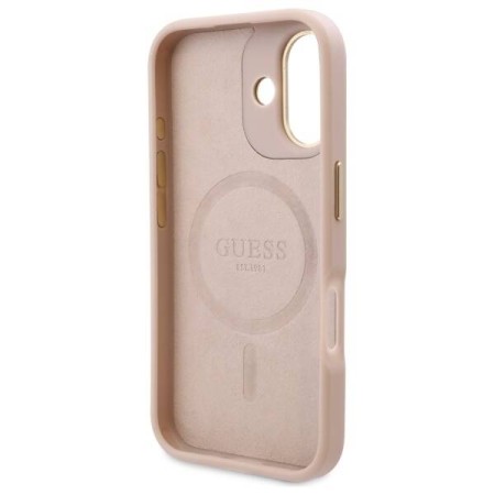 Husa pentru iPhone 16 Plus - Guess Hardcase 4G Logo Plate MagSafe (GUHMP16MU4GPRP) - Pink