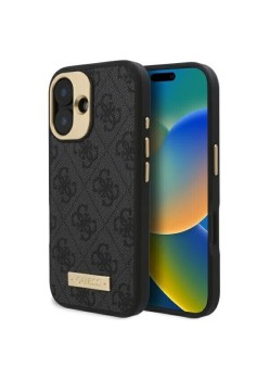Husa pentru iPhone 16 Plus - Guess Hardcase 4G Logo Plate MagSafe (GUHMP16MU4GPRK) - Black