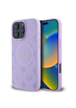 Husa pentru iPhone 16 Pro - Guess Saffiano Peony Classic Logo MagSafe (GUHMP16LPSAPSMEU) - Purple