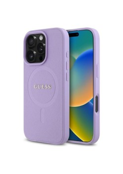Husa pentru iPhone 16 Pro Max - Guess Saffiano MagSafe (GUHMP16XPSAHMCU) - Purple