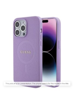 Husa pentru iPhone 16 - Guess Saffiano MagSafe (GUHMP16SPSAHMCU) - Purple