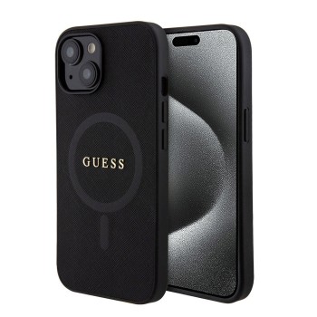 Husa pentru iPhone 15 / iPhone 14 / iPhone 13 - Guess Saffiano MagSafe (GUHMP15SPSAHMCK) - Black