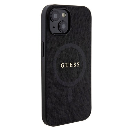 Husa pentru iPhone 15 / iPhone 14 / iPhone 13 - Guess Saffiano MagSafe (GUHMP15SPSAHMCK) - Black
