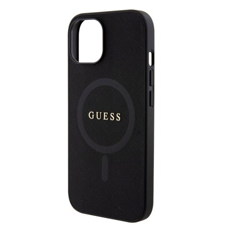 Husa pentru iPhone 15 / iPhone 14 / iPhone 13 - Guess Saffiano MagSafe (GUHMP15SPSAHMCK) - Black