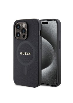 Husa pentru iPhone 15 Pro - Guess Saffiano MagSafe (GUHMP15LPSAHMCK) - Black