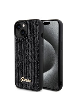 Husa pentru iPhone 15 / iPhone 14 / iPhone 13 - Sequin Script Metal (GUHCP15SPSFDGSK) - Black