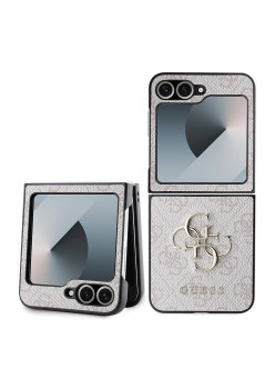 Husa pentru Samsung Galaxy Z Flip6 - Guess Leather 4G Metal Logo (GUHCZF64GMGPI) - Pink