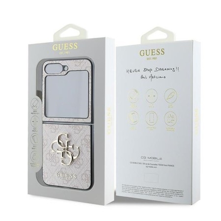 Husa pentru Samsung Galaxy Z Flip6 - Guess Leather 4G Metal Logo (GUHCZF64GMGPI) - Pink