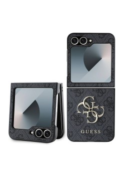 Husa pentru Samsung Galaxy Z Flip6 - Guess Leather 4G Metal Logo (GUHCZF64GMGGR) - Black