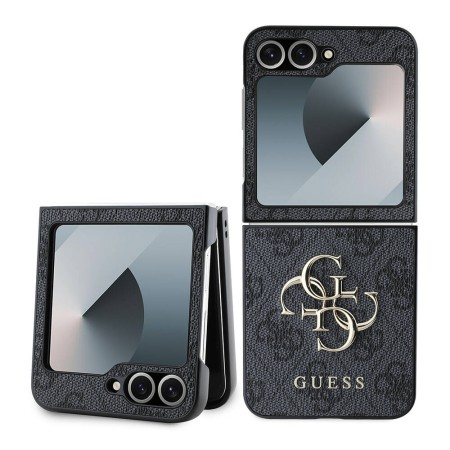 Husa pentru Samsung Galaxy Z Flip6 - Guess Leather 4G Metal Logo (GUHCZF64GMGGR) - Black