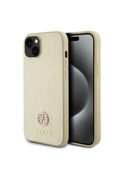 Husa pentru iPhone 15 / iPhone 14 / iPhone 13 - Guess Strass Metal Logo (GUHCP15SPS4DGPD) - Gold