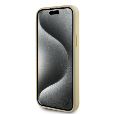 Husa pentru iPhone 15 / iPhone 14 / iPhone 13 - Guess Strass Metal Logo (GUHCP15SPS4DGPD) - Gold