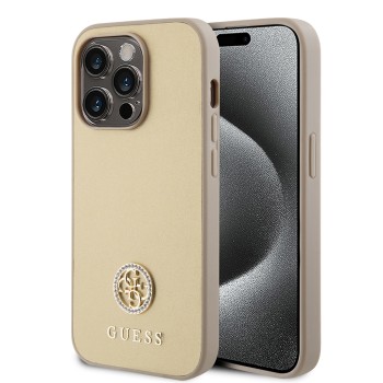 Husa pentru iPhone 15 Pro Max - Strass Metal Logo (GUHCP15XPS4DGPD) - Gold