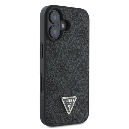 Husa pentru iPhone 16 - Guess Leather 4G Triangle Strass (GUHCP16SP4TDPK) - Black