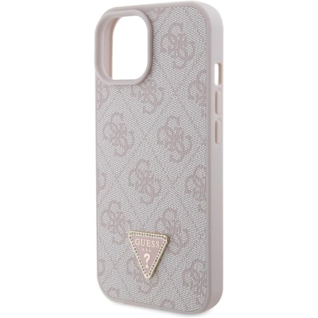 Husa pentru iPhone 15 / iPhone 14 / iPhone 13 - Guess Leather 4G Triangle Strass (GUHCP15SP4TDPP) - Pink