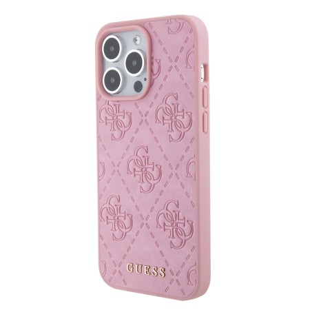 Husa pentru iPhone 15 Pro - Guess Leather 4G Stamped (GUHCP15LP4EPMP) - Pink