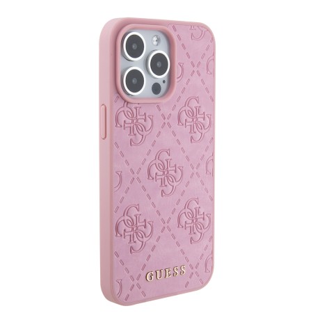 Husa pentru iPhone 15 Pro - Guess Leather 4G Stamped (GUHCP15LP4EPMP) - Pink