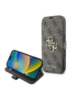 Husa pentru iPhone 16 - Guess Book 4G (GUBKP16S4GMGBR) - Brown