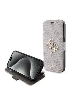 Husa pentru iPhone 15 Pro Max - Guess Book 4G (GUBKP15X4GMGPI) - Pink