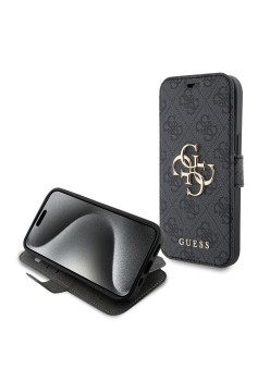 Husa pentru iPhone 15 / iPhone 14 / iPhone 13 - Guess Book 4G (GUBKP15S4GMGGR) - Grey