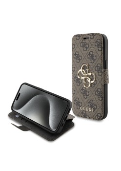 Husa pentru iPhone 15 / iPhone 14 / iPhone 13 - Guess Book 4G (GUBKP15S4GMGBR) - Brown