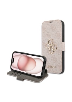 Husa pentru iPhone 15 / iPhone 14 / iPhone 13 - Guess Book 4G (GUBKP15S4GMGPI) - Pink