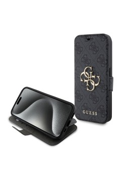 Husa pentru iPhone 15 Pro - Guess Book 4G (GUBKP15L4GMGGR) - Grey
