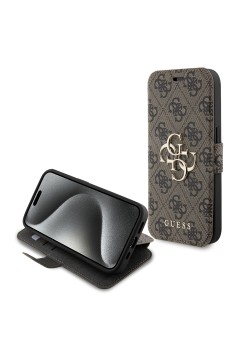 Husa pentru iPhone 15 Pro - Guess Book 4G (GUBKP15L4GMGBR) - Brown