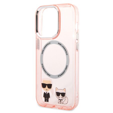 Husa iPhone 14 Pro Max - Karl Lagerfeld Hardcase MagSafe (KLHMP14XHKCP) - Pink Karl and Choupette Aluminium
