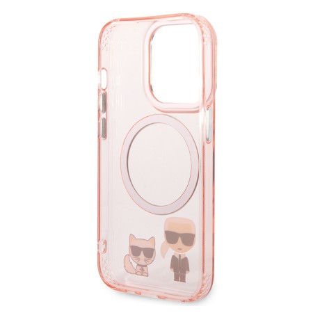 Husa iPhone 14 Pro Max - Karl Lagerfeld Hardcase MagSafe (KLHMP14XHKCP) - Pink Karl and Choupette Aluminium