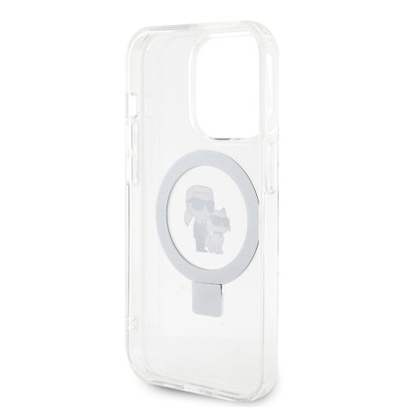 Husa pentru iPhone 14 Pro Max - Karl Lagerfeld Hardcase Ring Stand MagSafe (KLHMP14XHMRSKCH) - White KarlandChoupette