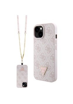 Husa pentru iPhone 15 / iPhone 14 / iPhone 13 - Guess Crossbody 4G Metal Logo (GUHCP15SP4TDSCPP) - Pink