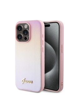 Husa pentru iPhone 15 Pro Max - Saffiano Iridescent Script (GUHCP15XPSAIRSP) - Pink