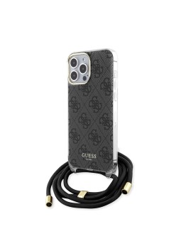 Husa pentru iPhone 15 Pro Max - Guess Crossbody Cord 4G Print (GUHCP15XHC4SEK) - Black