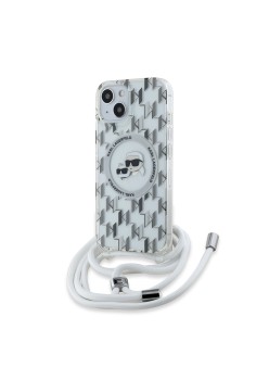 Husa pentru iPhone 15 / iPhone 14 / iPhone 13 - Karl Lagerfeld IML Crossbody MagSafe (KLHMP15SHCKCKLCT) - Clear Mono KarlandChoupette