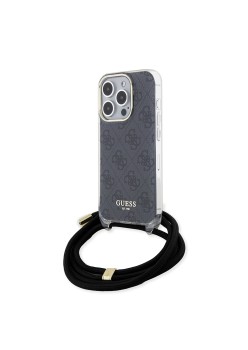Husa pentru iPhone 15 Pro - Guess Crossbody Cord 4G Print (GUHCP15LHC4SEK) - Black