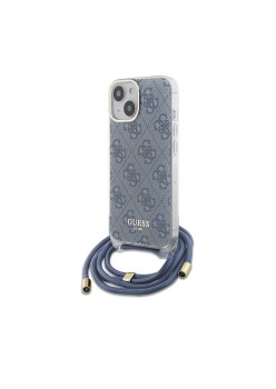 Husa pentru iPhone 15 / iPhone 14 / iPhone 13 - Guess Crossbody Cord 4G Print (GUHCP15SHC4SEB) - Blue