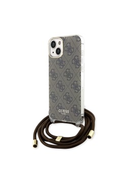 Husa pentru iPhone 15 / iPhone 14 / iPhone 13 - Guess Crossbody Cord 4G Print (GUHCP15SHC4SEW) - Brown
