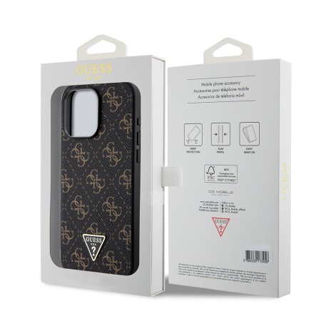 Husa pentru iPhone 15 Pro Max - Guess Hardcase 4G Triangle Metal Logo (GUHCP15XPG4GPK) - Black