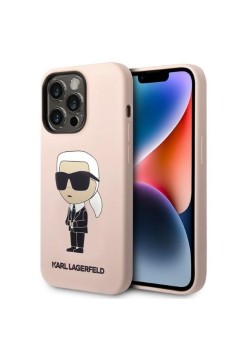 Husa pentru iPhone 14 Pro Max - Karl Lagerfeld Silicone MagSafe (KLHMP14XSNIKBCP) - Pink Ikonik