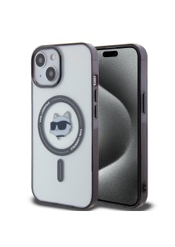 Husa pentru iPhone 15 / iPhone 14 / iPhone 13 - Karl Lagerfeld IML MagSafe (KLHMP15SHCHNOTK) - Transparent Choupettes Head